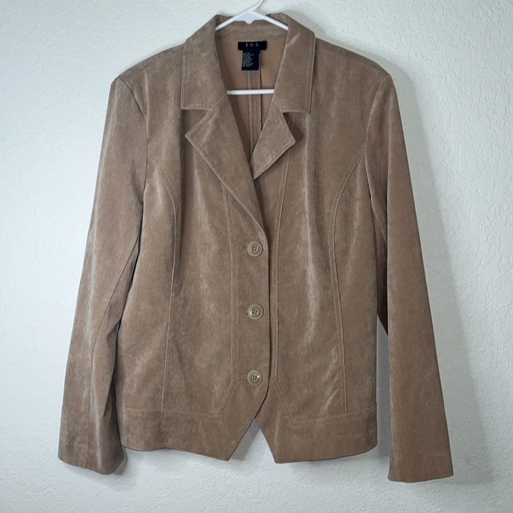 Women's Tan R Q T corduroy Jacket/ blazer. XL. Classic 80’s design.